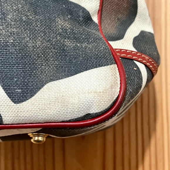 Dooney & Bourke Giraffe Print Satchel – Red Leather Trim, Vintage Style - Picture 14 of 16